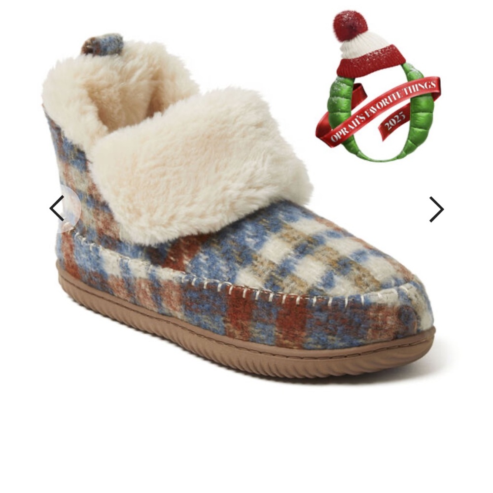 Dearfoams Multicolor Plaid Slippers with Faux Fur NWT - Picture 6 of 6